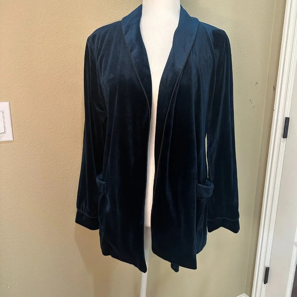 NWOT GREYLIN Teal Emerald Velour Tie Front Blazer - size small - Picture 6 of 8